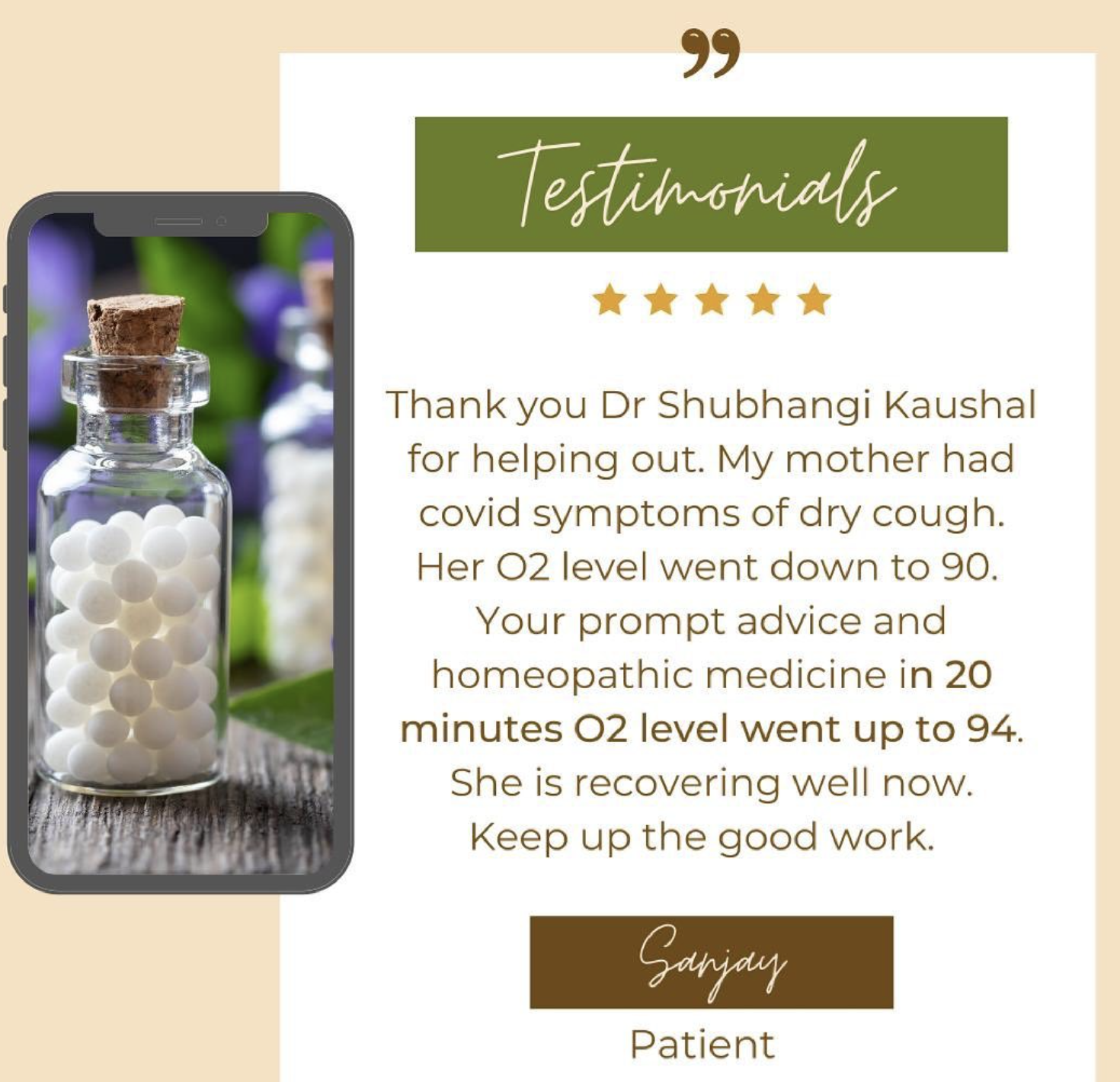 Saksham homoeopathy testimonial treated by Dr. Shubhangi Kaushal